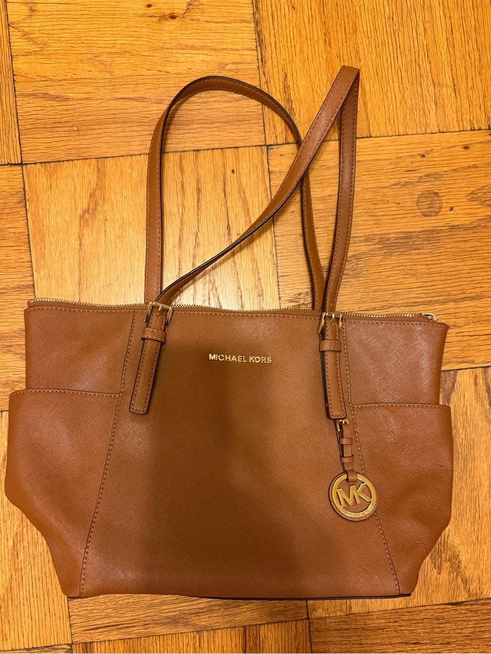 Michael Kors Cognac Tote with Gold Charm